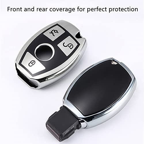 Creativity Suitable For Mercedes Benz Key Cover. Beautiful Tpu Key Case Compatible With Cls Clk Amg Ml C Cl E S Sl Slk G Glc Gle Gls M R Smart Remote Key (Silver Key Cover) #TOP3