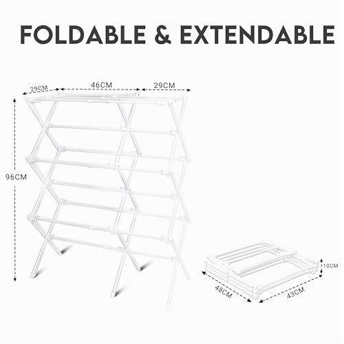 LOFTEY Tier Extendable Clothes Airer, Cloth Drying Rack, Folding