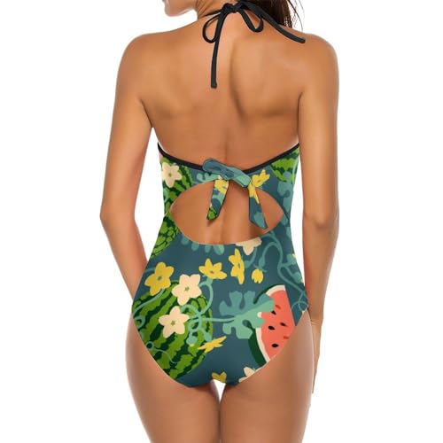 Costume de natation fleur de pastèque avec coupe monokini ajustée et confortable