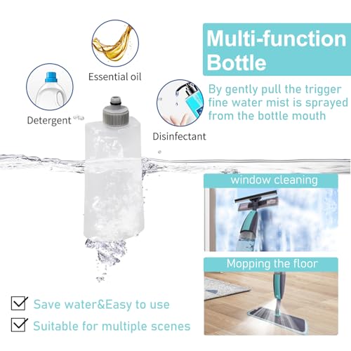Wiseten 2 in 1 Fensterputzer und Bodenwischer mit Sprühfunktion, Professioneller Fensterwischer mit Teleskopstiel für hohe Fenster, Wischmopp Spray Floor Mop Sprühwischer für die Bodenreinigung – Bild 7