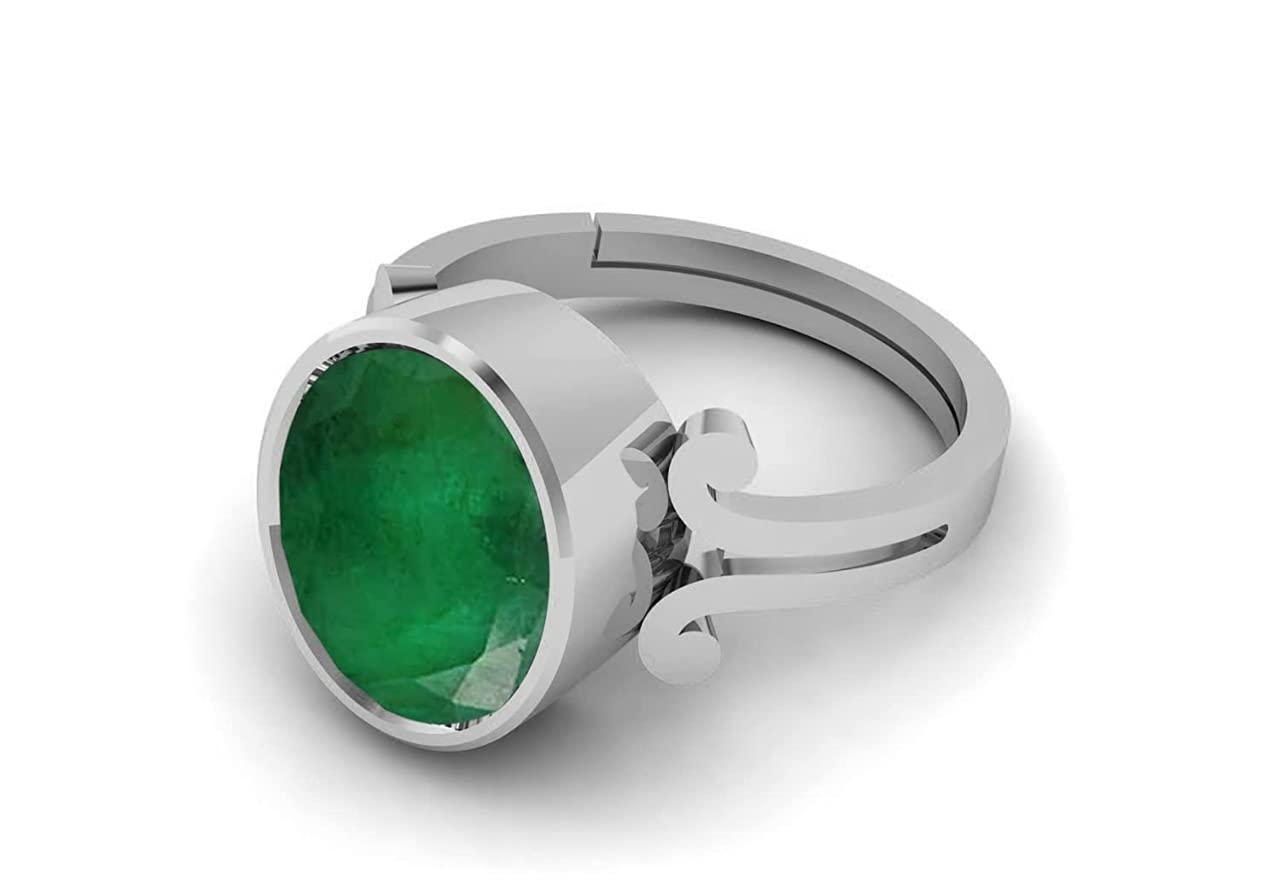 Natural Emerald STONE RING 4.25 Carat Certified Green Natural Emerald Loose Gemstone Panna RING SILVER Plated for Men and Women-picture-21