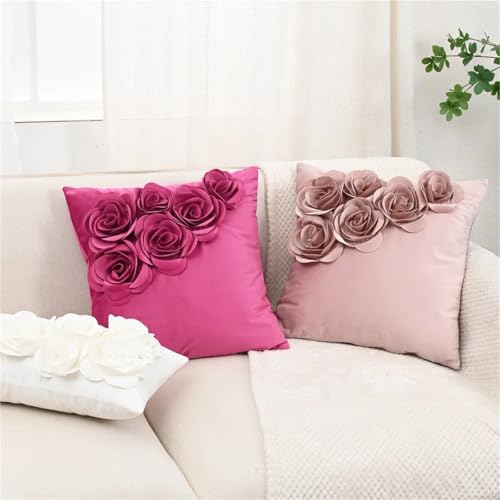 Housse de coussin roses 3D velours pour raviver un canapé terne et sans relief - 5