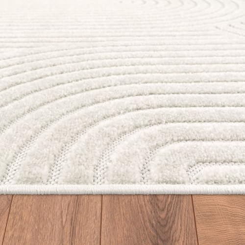 Tapis d'intérieur résistant intempéries crème géométrique pour balcon - 6