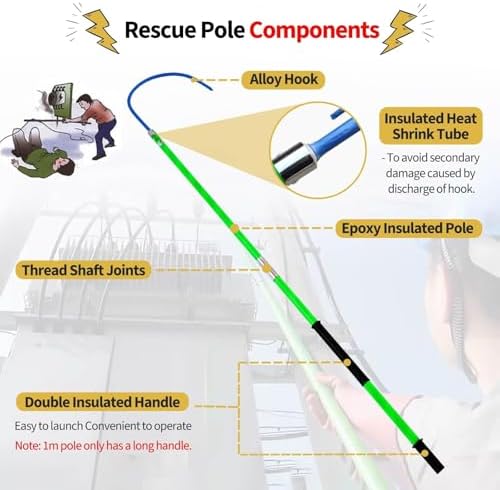 Portable Emergency High Voltage Hook, 10kV 35kV 110kV 220kV Insulated Fiber Pole, Safe Utility Hook for Power Line Maintenance, Lightweight and Durable