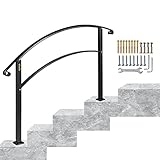 Happybuy Handrails for Outdoor Steps, Fit 1 or 4 Steps Outdoor Stair Railing, Black Wrought Iron...