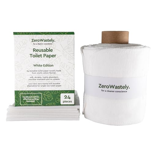 Papel higiénico reutilizable – 24 toallas de bidé reutilizables – Super suave, absorbente, lavable y reutilizable – Corta y desperdicia menos con nuestras toallas de papel higiénico de colores – por