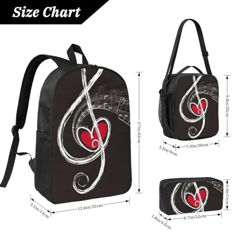 Mochila con estampado de símbolos musicales juego 3 en 1 de 17 pulgadas 4