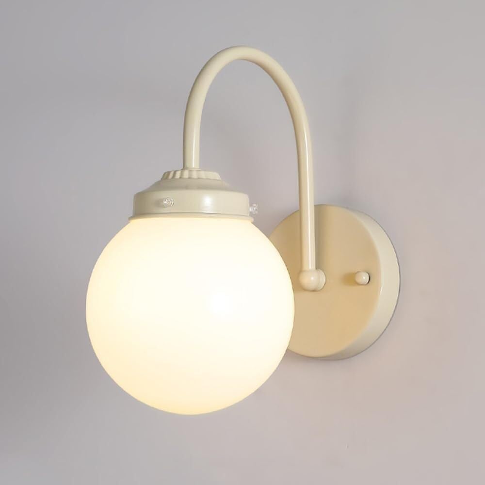KBUUKYYXouy Milk Glass Bathroom Wall Sconce Light Fixture Vintage Vanity Wall Light Mid Century Modern Wall Mount Nordic Gooseneck Farmhouse Wall Lamp for Bedroom Living Room Kitchen Hallway