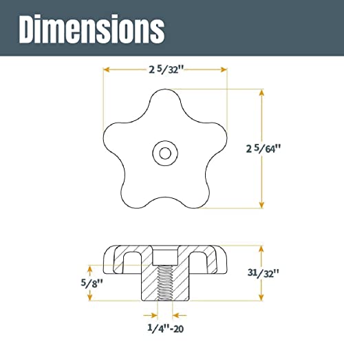 POWERTEC 71173 T Track Knob Kit, 1/4-20 Threaded Bolts and Washers, 46 Piece Set, T Track Bolts, T Track Accessories for Woodworking Jigs and Fixtures