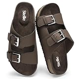 Stelle Girls Sandals Kids Slides Arch Support Boy Summer Shoes with Adjustable Straps for Little Kid/Big Kid(Chocolate,1ML)