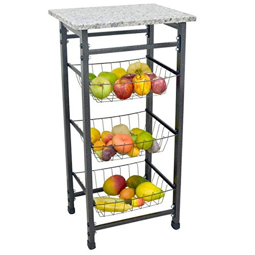 Fruteira/Suporte p/Bebedouro/Purificador Max Forte c/Tampo Granito 3 Cestos Removíveis - Açomix Cor: