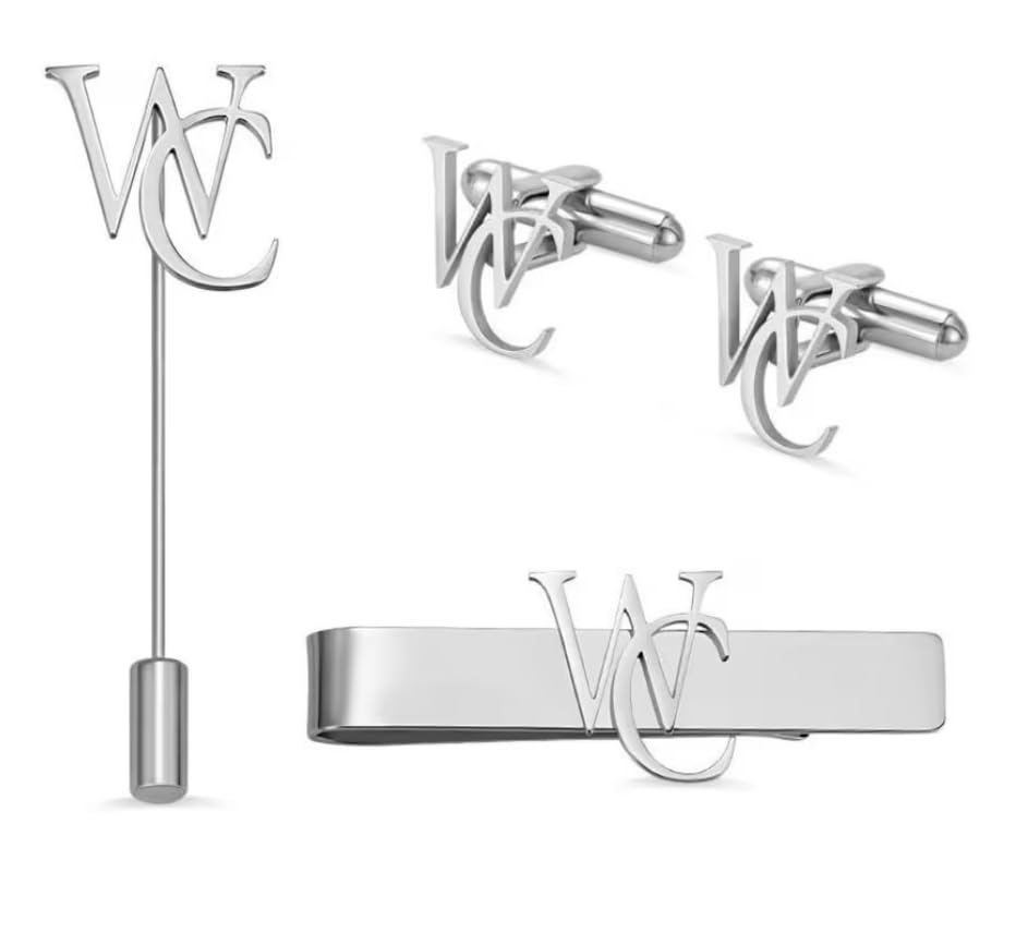Personalised Men's Combo Accessory Set, Monogram Cufflinks, Lapel Pin, Tie Bar, Silver for Men Groom Wedding, Men's Shirt, Letter Custom Cufflinks, Groom-image-26