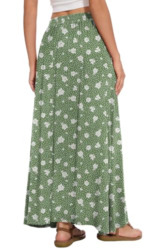 Image of Womens Maxi Skirt Long Flowy Summer A-Line High Waist Skirts | Elastic Waistband with Pockets, Lightweight Fabric, Casual Wear, Swing beach boho Outfits, Fashion Clothes