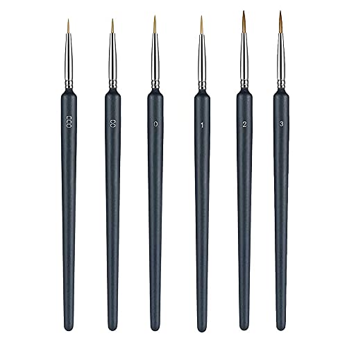 Painting Brushes Set, Professional Wolf Fine Tip,Paint Brush Set with Nylon Hair Detail Detailing Painting Drawing (6PC)