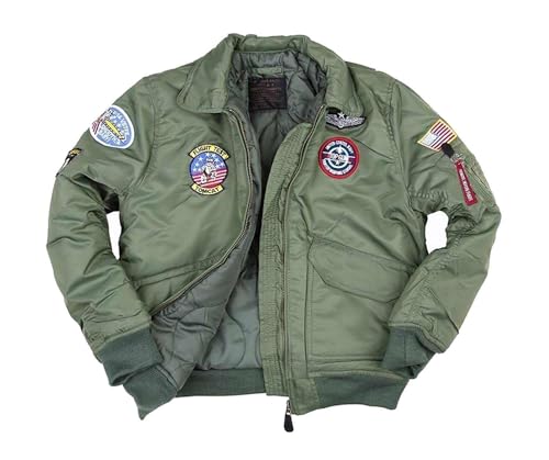 Fostex garments Blouson Aviateur Bombers B-52 TOP GUN Kaki Enfant avec Porte Clé (8 ans)