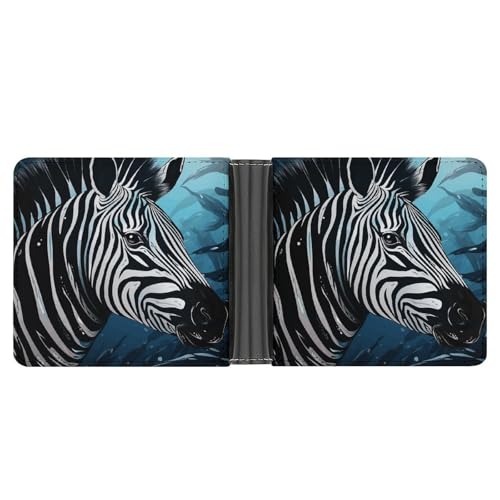 Men's Leather Wallet Bifold Wallet for Men Blue Sailfish Slim Wallet with Multiple Card Classic Passcase Mens Card Holder