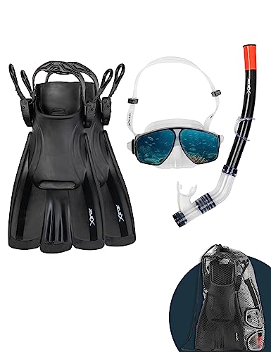 JELEX Deepsea Schnorchel Set mit Flossen (39-43, Schwarz)