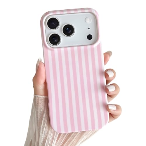 Yeddabox for iPhone 17 Pro Max Case Cute Striped Phone Case Soft TPU Slim Shockproof Phone Cover for Women Girls, Pink
