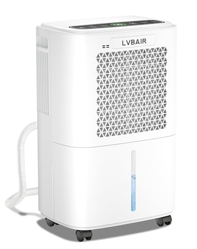 LVBAIR Luftentfeuchter Elektrisch 12L/Tag für 25m²/122m³ – leistungsstarke Entfeuchtung, 2L Tank & Dauerentwässerung, leiser Betrieb, für Schlafzimmer, Keller,Wohnzimmer