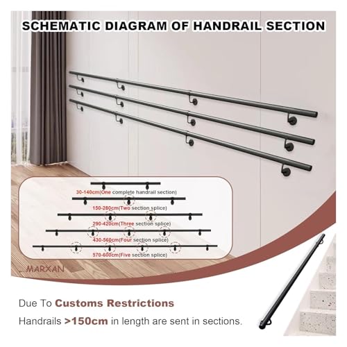 Kit de pasamanos de metal para escaleras de diseño robusto ajustable 4