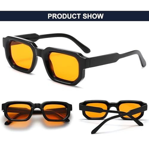 Mirkcittle Sunglasses Square Thick Frame Sunglasses for Women Men Trendy Chunky Rectangle Sun Glasses 90s3