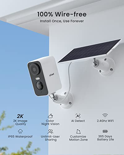 image for ieGeek Solar Security Cameras Wireless Outdoor, 2 Pack 2K WiFi Battery