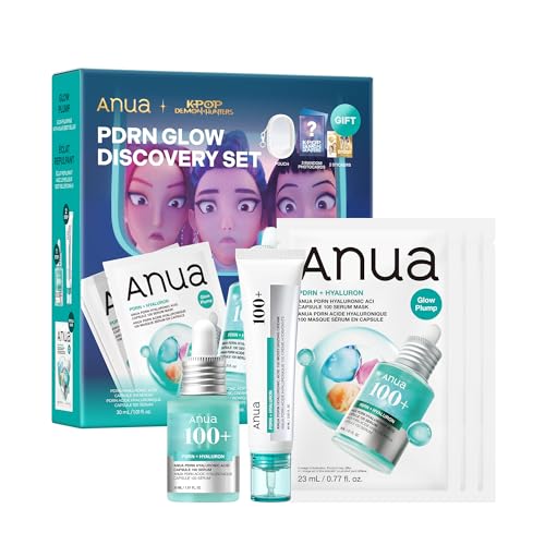 Anua PDRN Glow Discovery Set for Face, Sérum, Crema y Mascarilla con PDRN, ADN de Salmón, Edición KPop Demon Hunters, + PVC POUCH + PHOTOCARD + STICKER, Kit de skincare coreano