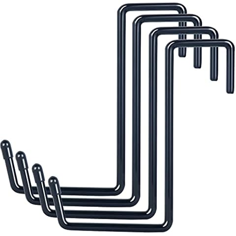 DINGEE Vinyl Coated Heavy Duty Large Hooks for Hanging ,Rafter Hanger Hook,Garage Bike Hooks,Ladder Hooks Storage Organizer,Large Object,Tools,Hose,Ropes and Pool Equipment Hooks Black 4 Pack Cover