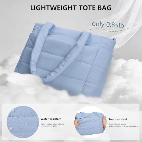 Image of Puffer Tote Bag for Women Quilted Nurse Bag Lightweight Work Bag for Teacher Travel Handbag with Multiple Pockets