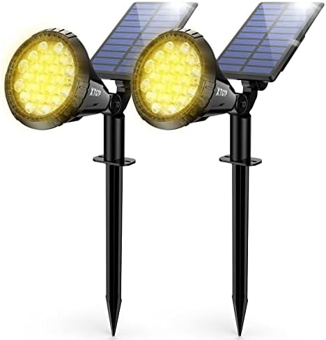 XTGTP Solar Spot Lights Outdoor,21 LEDs Solar Landscape Lights Auto On/Off with 3 Modes,IP67 Solar Yard Spotlight Wall Lights,2-in-1 Solar Outdoor Lights for Garden,Pathway,Pool,Warm White,2 Pack