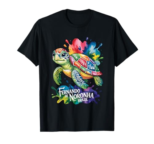 Fernando de Noronha, Brasil Tortuga Marina Pintura Salpicadura Camiseta