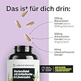 natural elements Mariendistel Artischocke Löwenzahn Komplex - 120 Kapseln - Hochdosiert mit 80% Silymarin - Ohne Magnesiumstearat, vegan und produziert in Deutschland