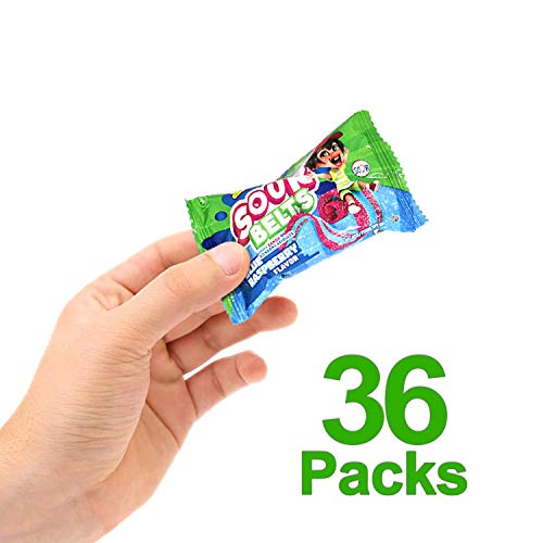 Zazer's Sour Belts Candy – Individually Wrapped Candy For Freshness – Blue Raspberry Flavor – Low Fat, Low Sodium Sweets – Kosher Candies – Best Gift For Children (Pack Of 36, Net Wt 32.4 Oz, 900G) #TOP1