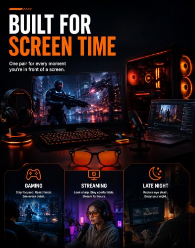 Image of TIJN Blue Light Blocking Glasses Dual AR Coatings Amber Orange Lens for Computer Gaming