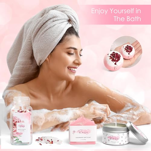 Set de regalo de baño Rose Spa para cuidado relajante de mujer 4