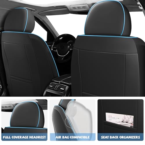 Image of Seat Covers for Chevy Silverado 1500 2007-2026 (Black&Blue, Luxury 2 Set)