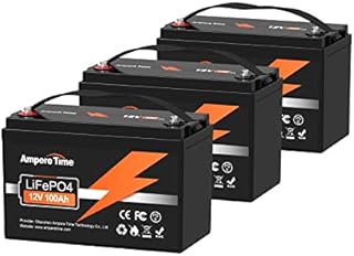 Ampere Time 12V 100Ah LiFePO4 Lithium Battery, 4000+ Deep Cycle Lithium Iron Phosphate Battery, Built-in 100A BMS, Support in Series/Parallel, for RV, Camping, Marine, Trolling Motor, Solar (3 Packs)