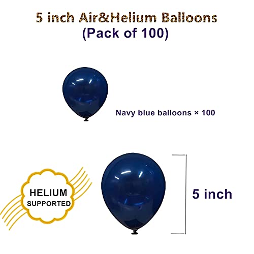 Image of Navy Blue Balloons, 5 inch 100pcs Mini Dark Blue Latex Balloons for Birthday Wedding Baby Shower Decorations (Navy Blue)