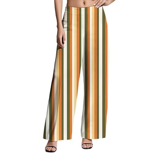 Striped Pants for Women 2025 Fall Casual Wide Leg Trousers Elastic High Waisted Lounge Pants Baggy Vacation Outfits