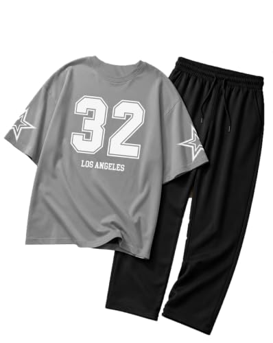 Image of AUSK Men's Graphic Printed Clothing Co-Ord Set | Oversized T Shirt with Track Pant | Casual Daily Wear Outfit for Men