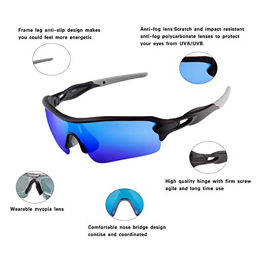 OULIQI-Gafas-Sol-Polarizadas-Hombre-Mujer-Gafas-de-Sol-Deportivas-UV-400-Proteccion-Gafas-con-5-Rodajas-De-Lentes-Intercambiables-para-Ciclismo-Correr-Golf-Beisbol-Surf-Conduccion-Esquiando