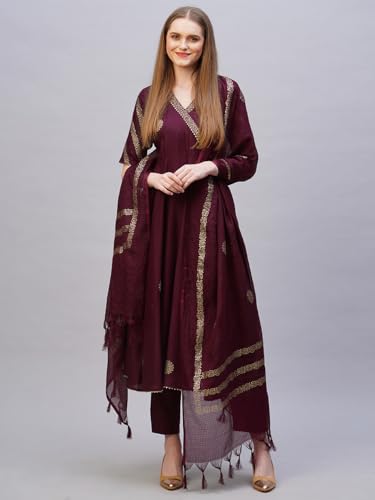 Image of ANNI Designer Rayon Blend Women Kurta Set with Pant & Dupatta