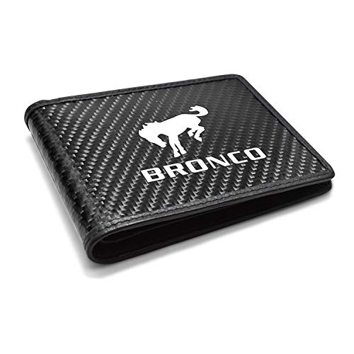 for - Ford Bronco Black Real Carbon Fiber Leather RFID Blocking Bi-fold Wallet2