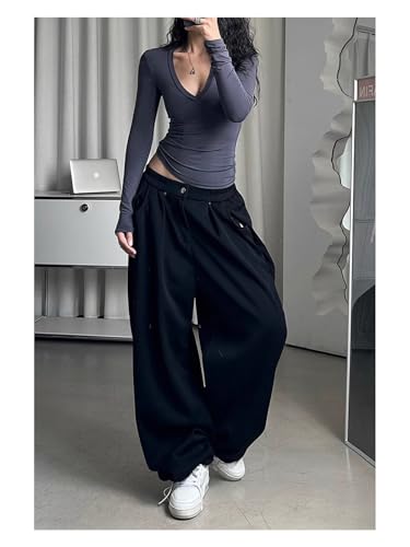 Women's Retro Sweatpants with a Draping Feel Loose and Wide Leg Casual Pants Y2K Pants4