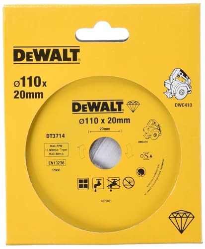 DeWalt DT3714-QZ - Disco de diamante para corte en seco y en húmedo de azulejo de cerámica, 110 x 20 mm