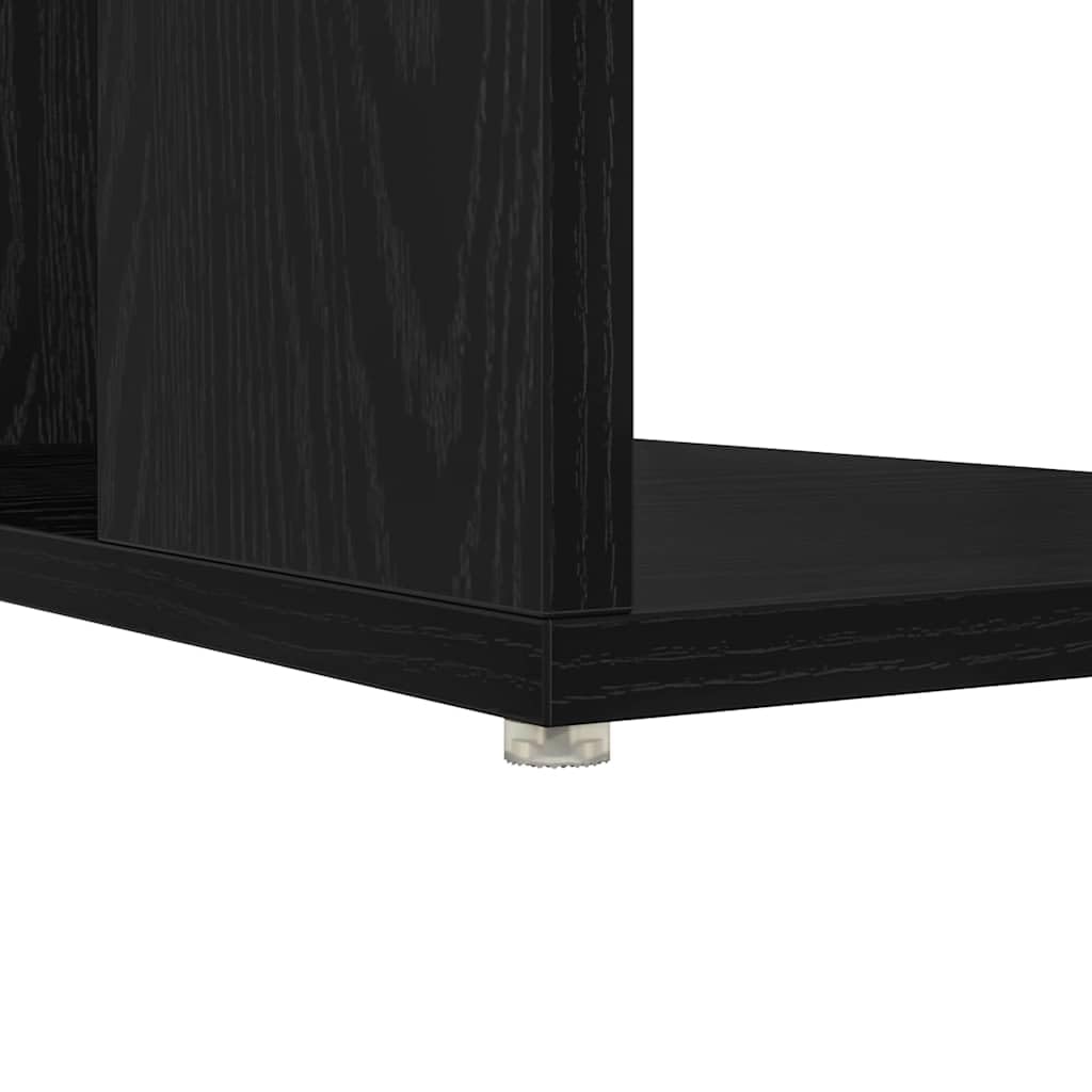 Scrivania con mensola nera effetto rovere, 130 x 50,5 x 75 cm, tavolo da lavoro per casa, ufficio, spazio per laptop, PC, monitor, gaming, studio, scrittura