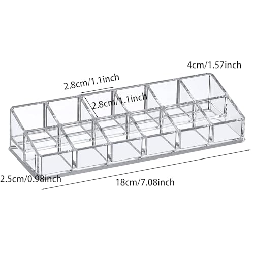 Image of Clear Acrylic Lipstick Lip Gloss Organizer 12 Slots Cosmetic Display Holder for Nail Polish Essential Oil