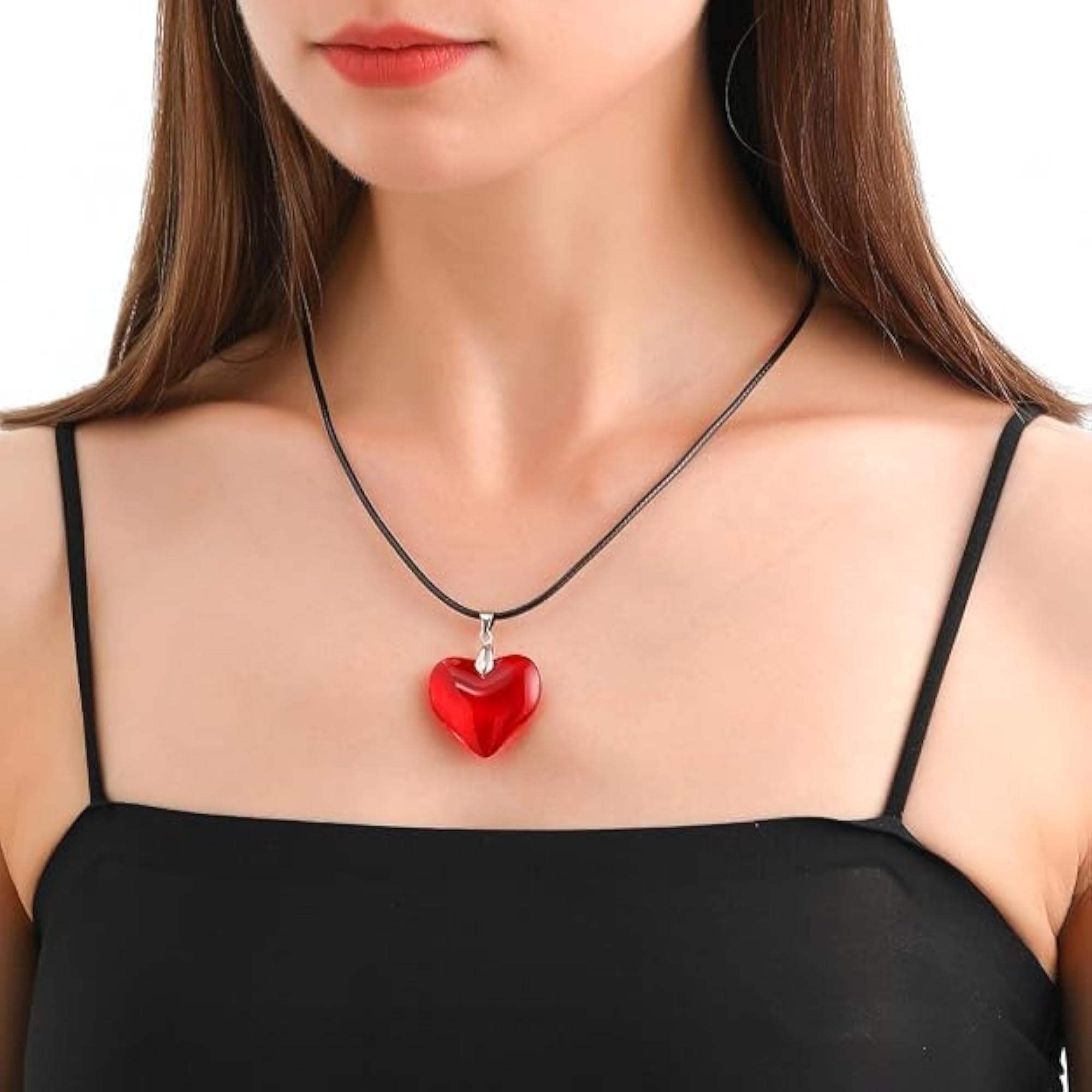 Red Heart Pendant Necklace for Women & Girls