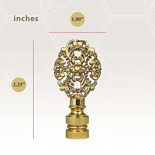 Image of Royal Designs, Inc. Oval Filigree Finial for Lamp Shade, Polished Brass - Pack of 2