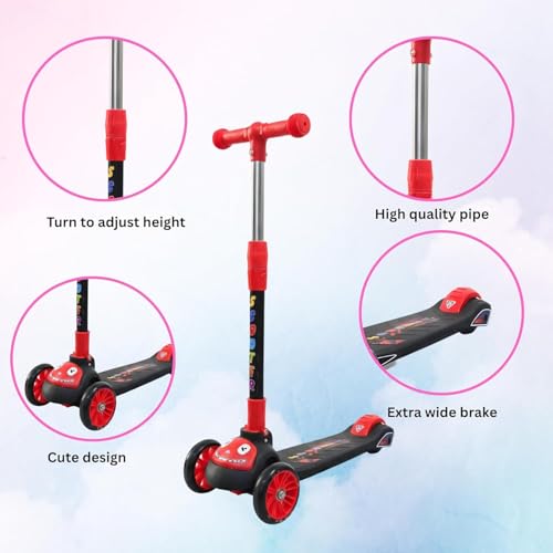 Image of Crackles Foldable Kick Scooter for Kids | Skating Cycle Style Scooter with Adjustable Handle & Foldable Design Lightweight Ride-On Toy for Boys & Girls Outdoor Toy